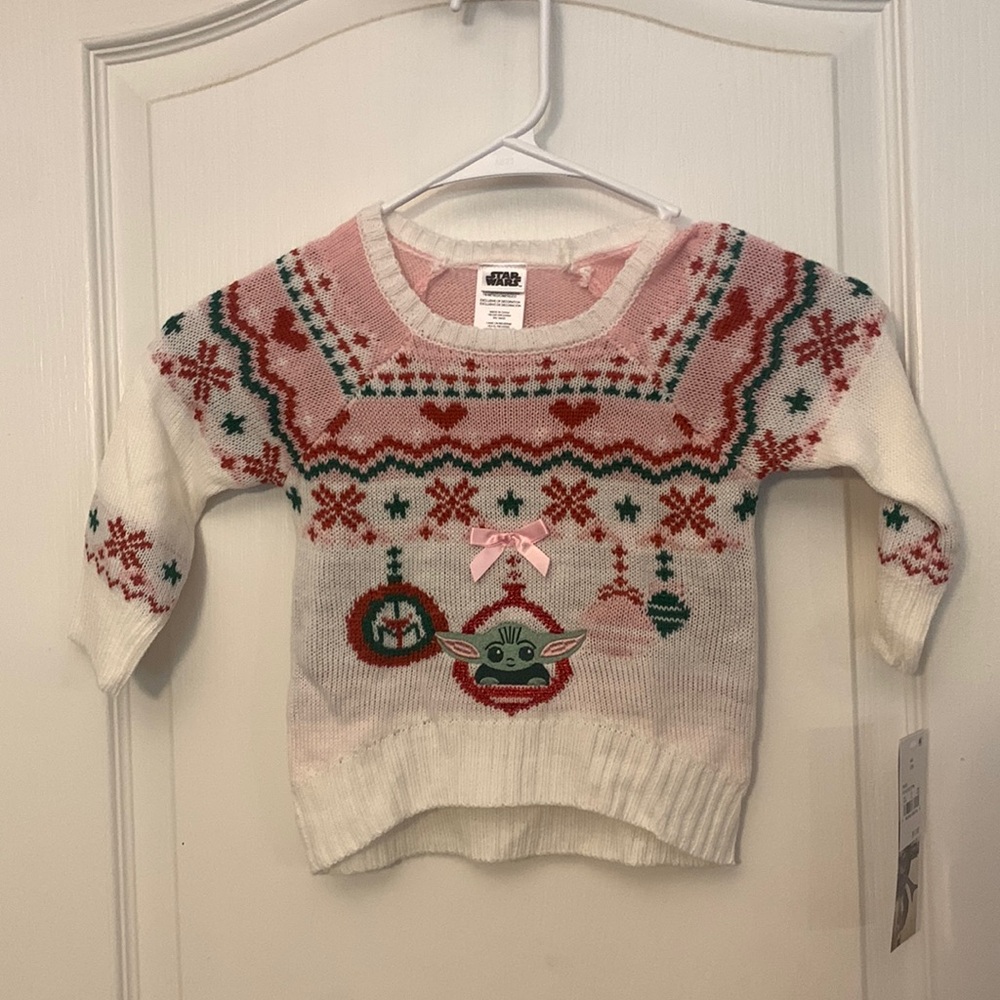 New Star Wars Baby Yoda Christmas Sweater, Girls Size 18M